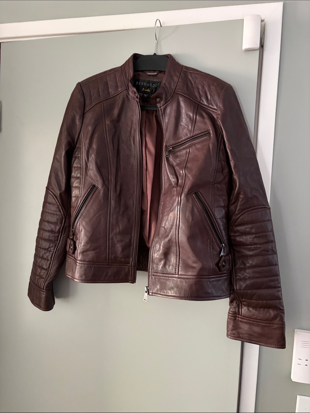 Bernardo - Leather Moto Jacket, size medium, brown